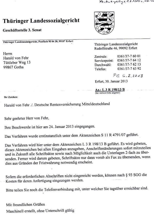 Beschwerdeeingangsbestätigung d. TLSG v. 30.1.2013_01 - kl.